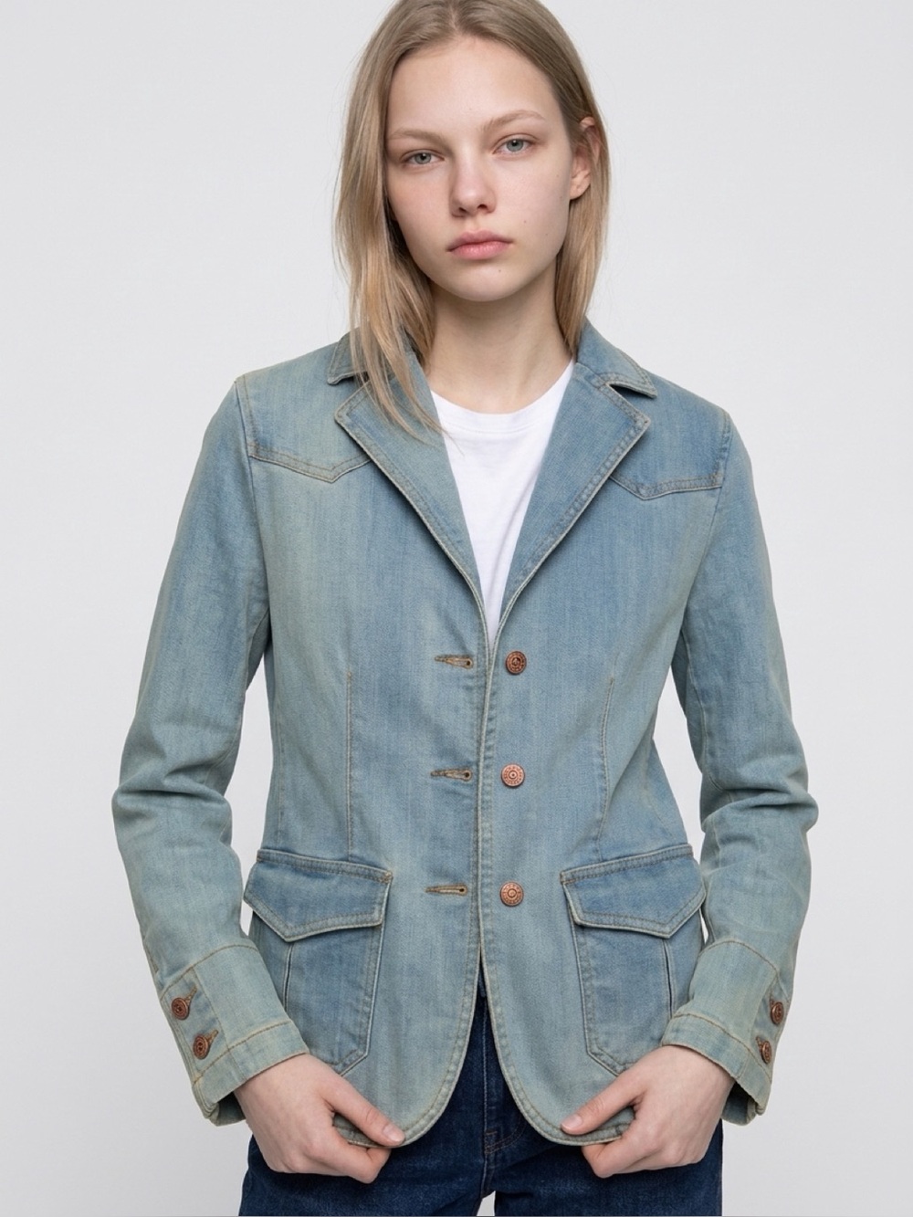 Gap Vintage Small Light Blue Denim Blazer